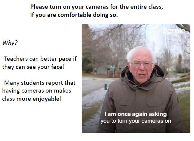 Bernie-says-keep-your-cameras-on
